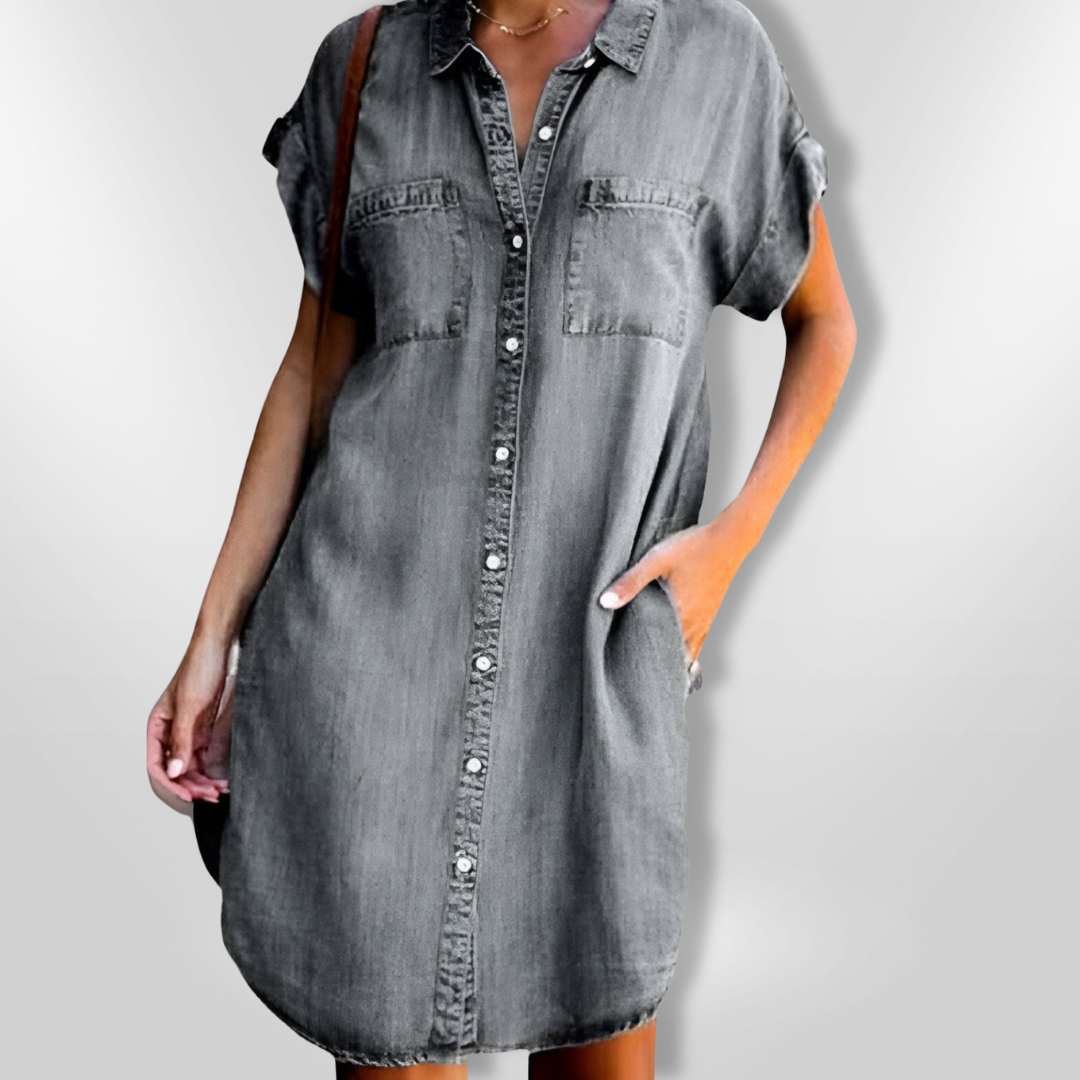 Vestido Mujer Vaquero Botones y Bolsillos Primavera