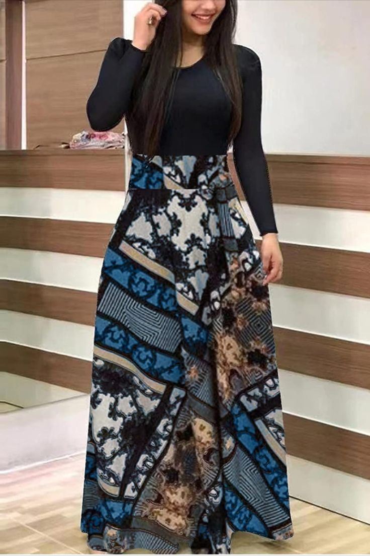 Vestido Mujer Manga Larga Estampado Floral Ajuste Regular