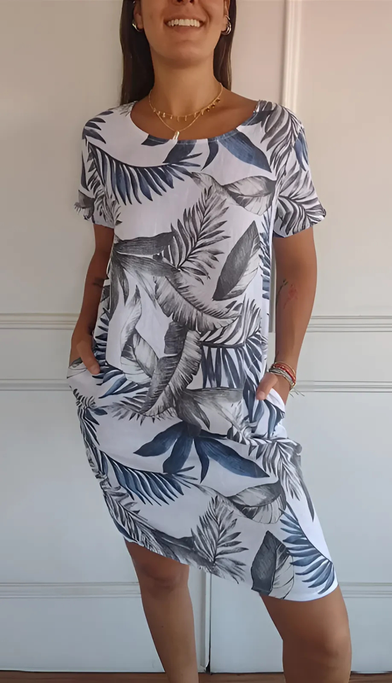 Vestido Mujer Comodo Corte Recto Escote Redondo