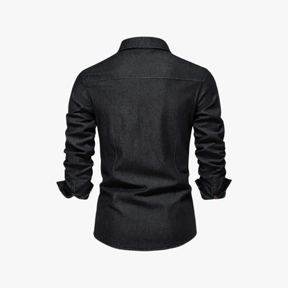 Camisa hombre denim manga larga con botones clásica