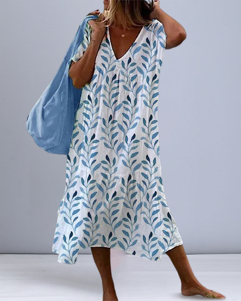 Vestido midi mujer Estampado boho Corte vaporoso