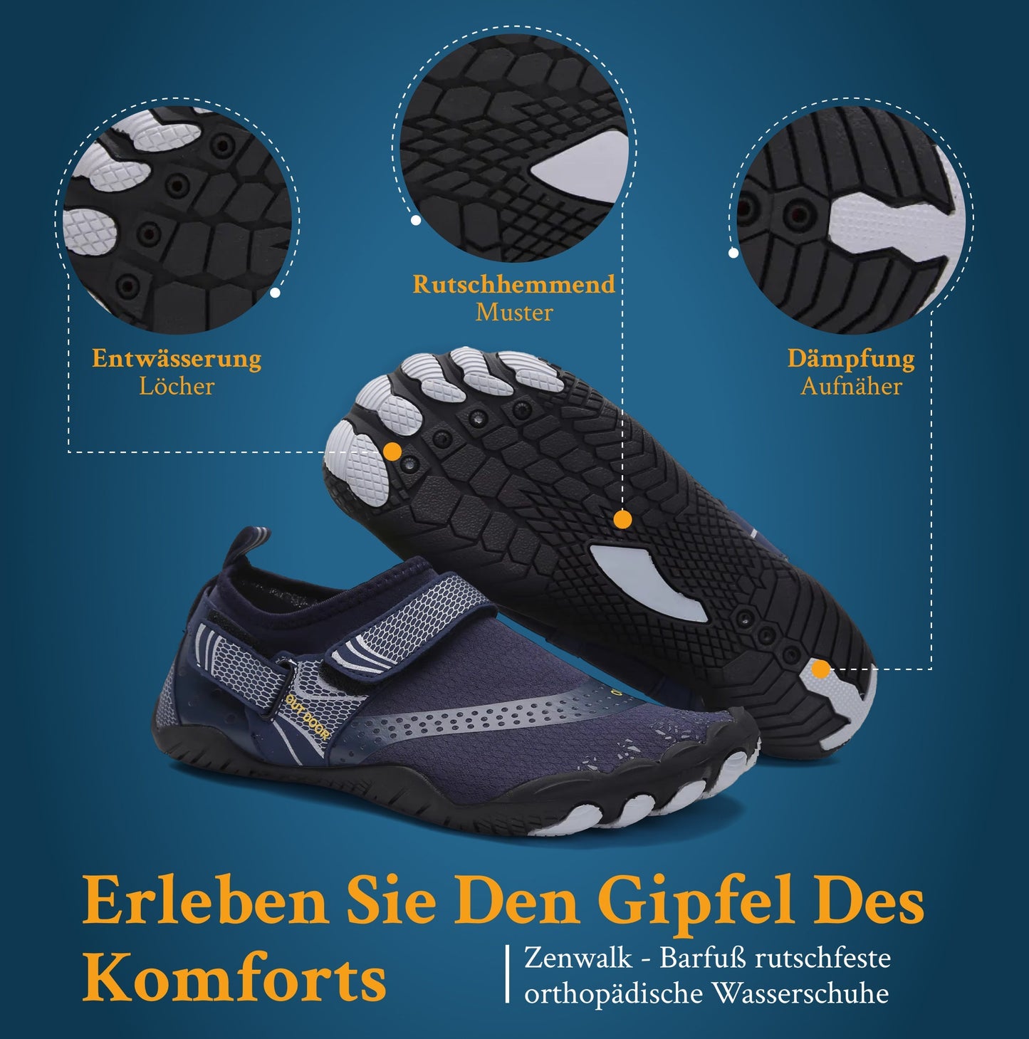 Zapatos ortopédicos mujer con suela antideslizante y correa ajustable
