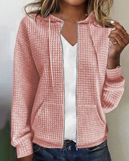 Chaqueta casual mujer con cordones ajustables y capucha