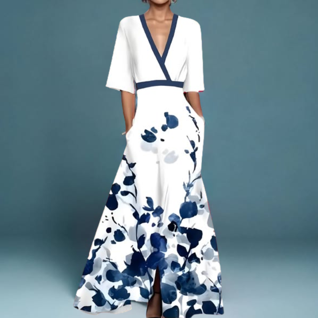 Vestido Mujer Estampado Floral Elegante Ajuste Clásico