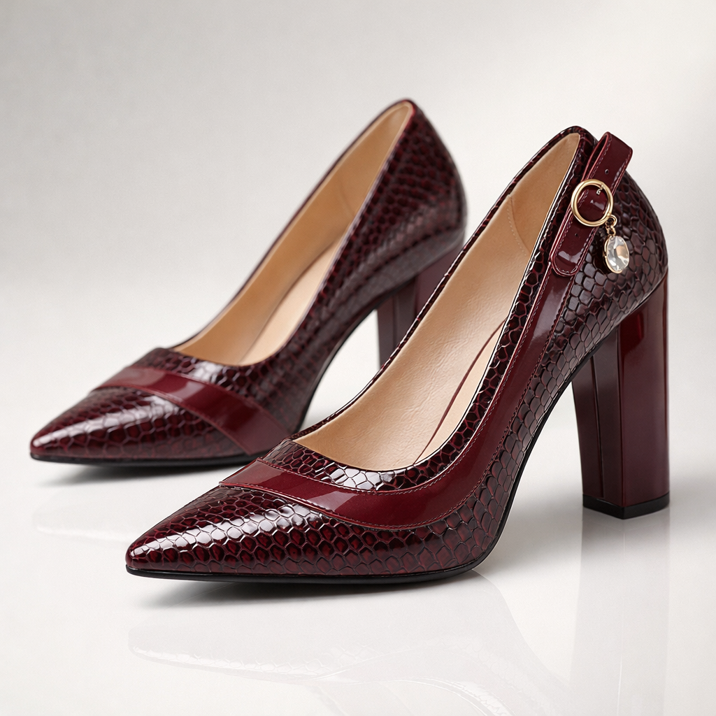 Zapatos Mujer Tacón con Escamas Ajuste Clásico