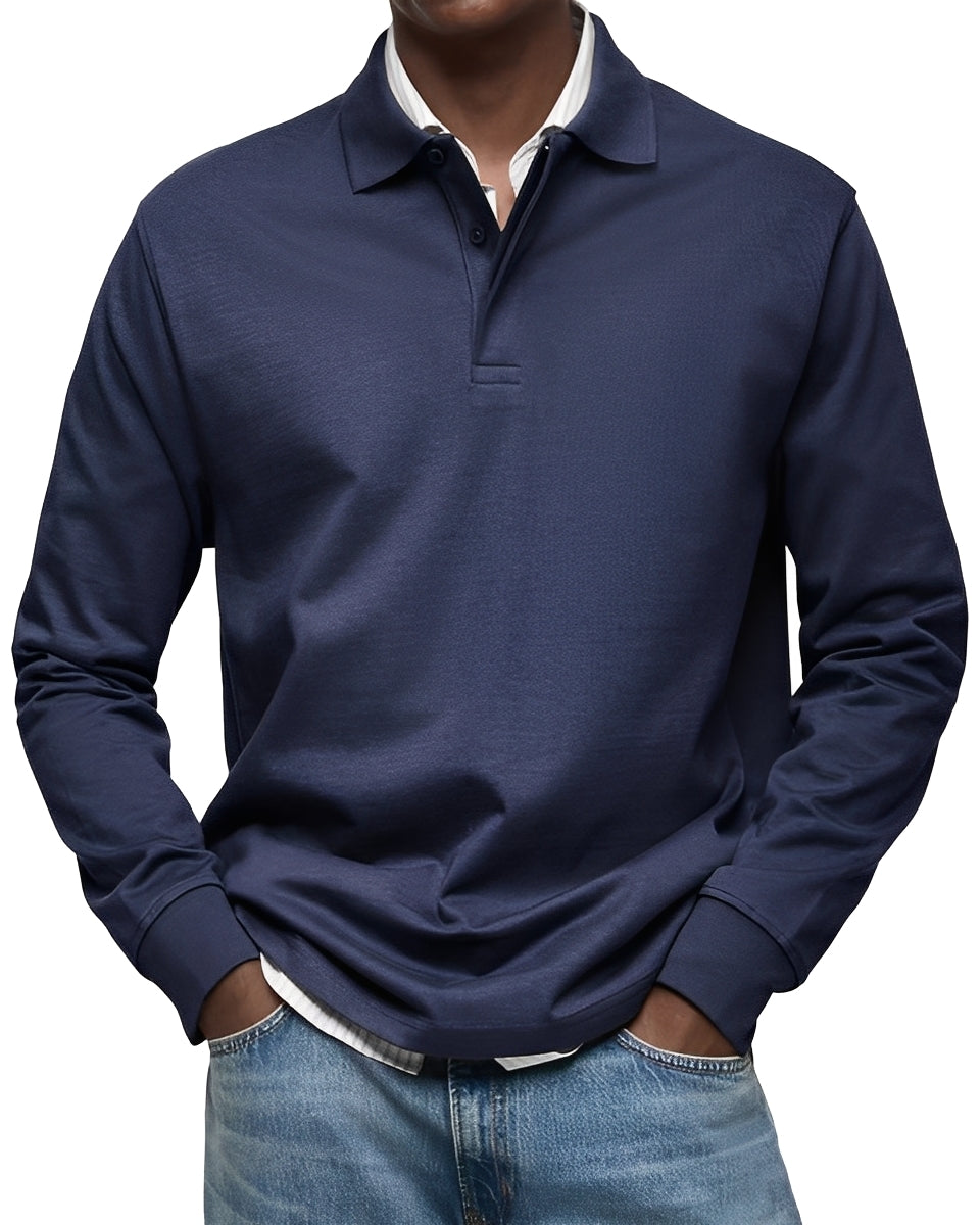 Camisa Hombre Algodón Cuello Abotonado Manga Larga Corte Regular