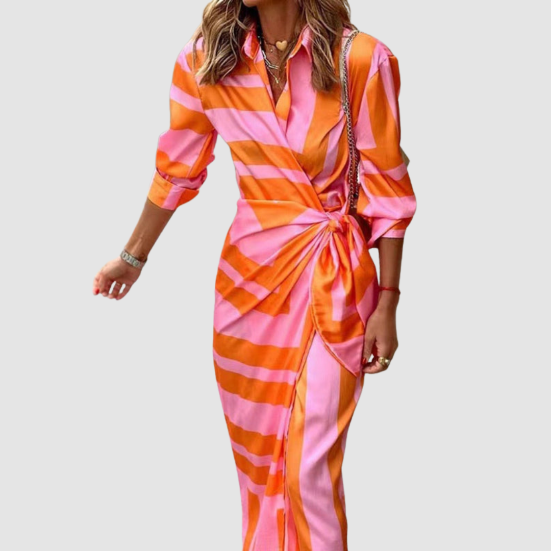 Vestido midi mujer de tejido fluido con estampado y corte holgado - Mavetta
