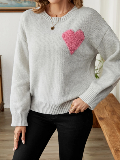 Jersey mujer de punto suave con patrón de corazones