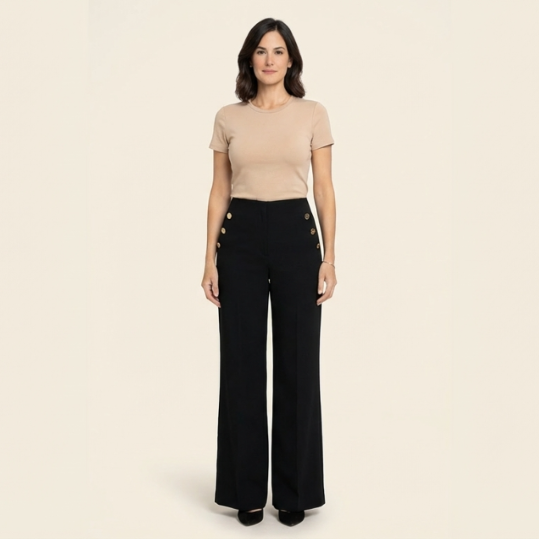 Pantalón Mujer Elástico Tiro Alto Botones - Mavetta