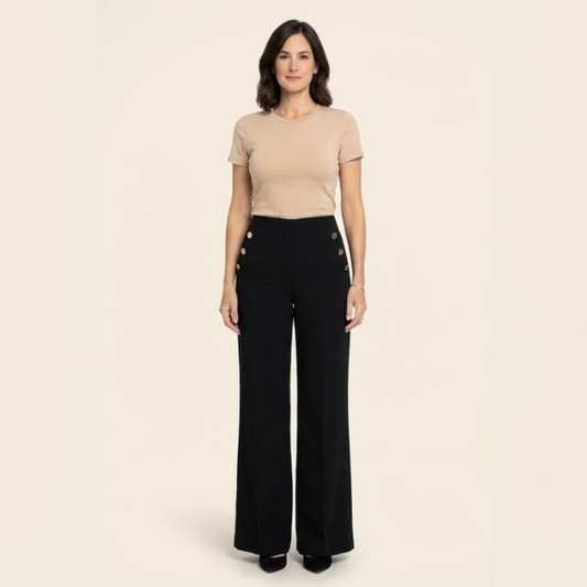 Pantalón Mujer Elástico Tiro Alto Botones - Mavetta