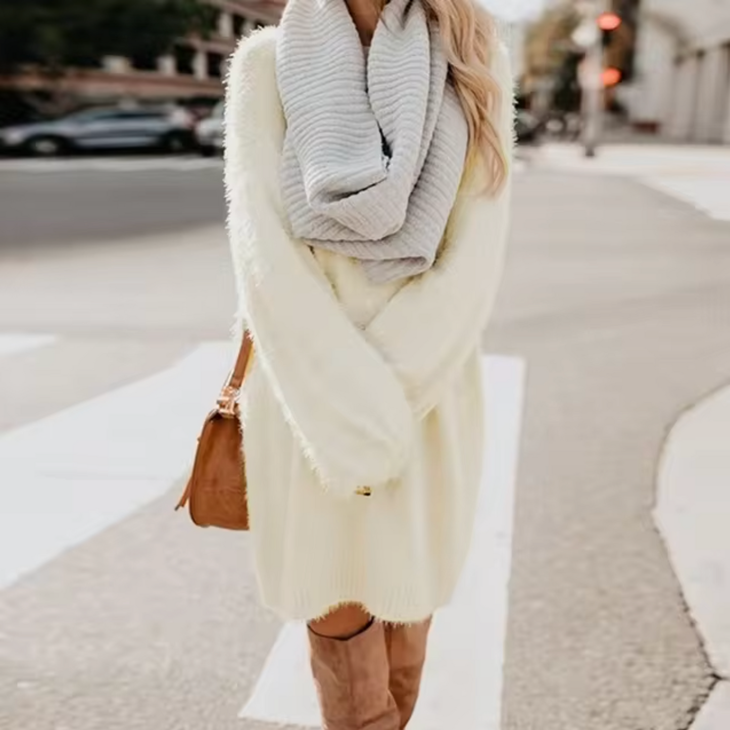 Vestido Suéter Mujer de Algodón Ajuste Cómodo