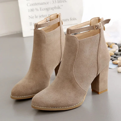 Botines Mujer con Hebilla Tacón Alto de Bloque