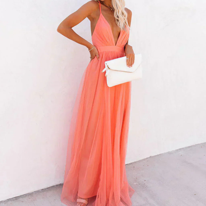 Vestido largo mujer fluido espalda descubierta verano