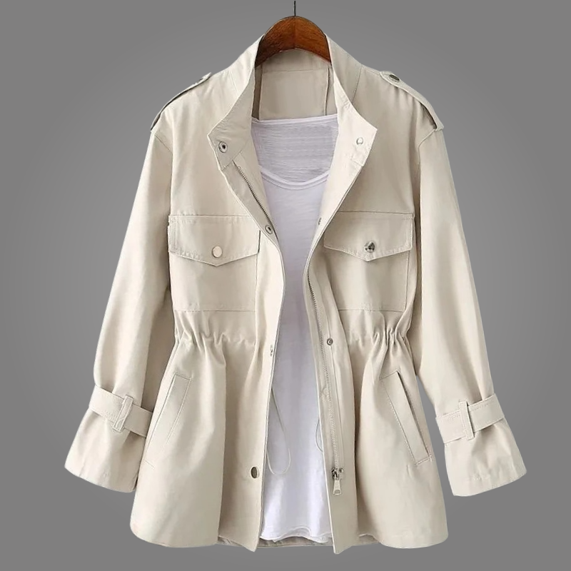 Chaqueta Ligera Mujer Mezcla de Lana Ajuste Casual