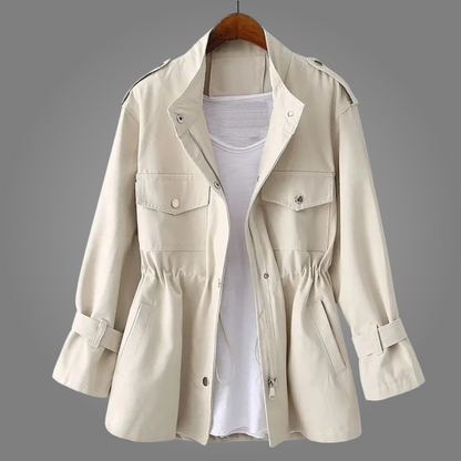Chaqueta Ligera Mujer Mezcla de Lana Ajuste Casual