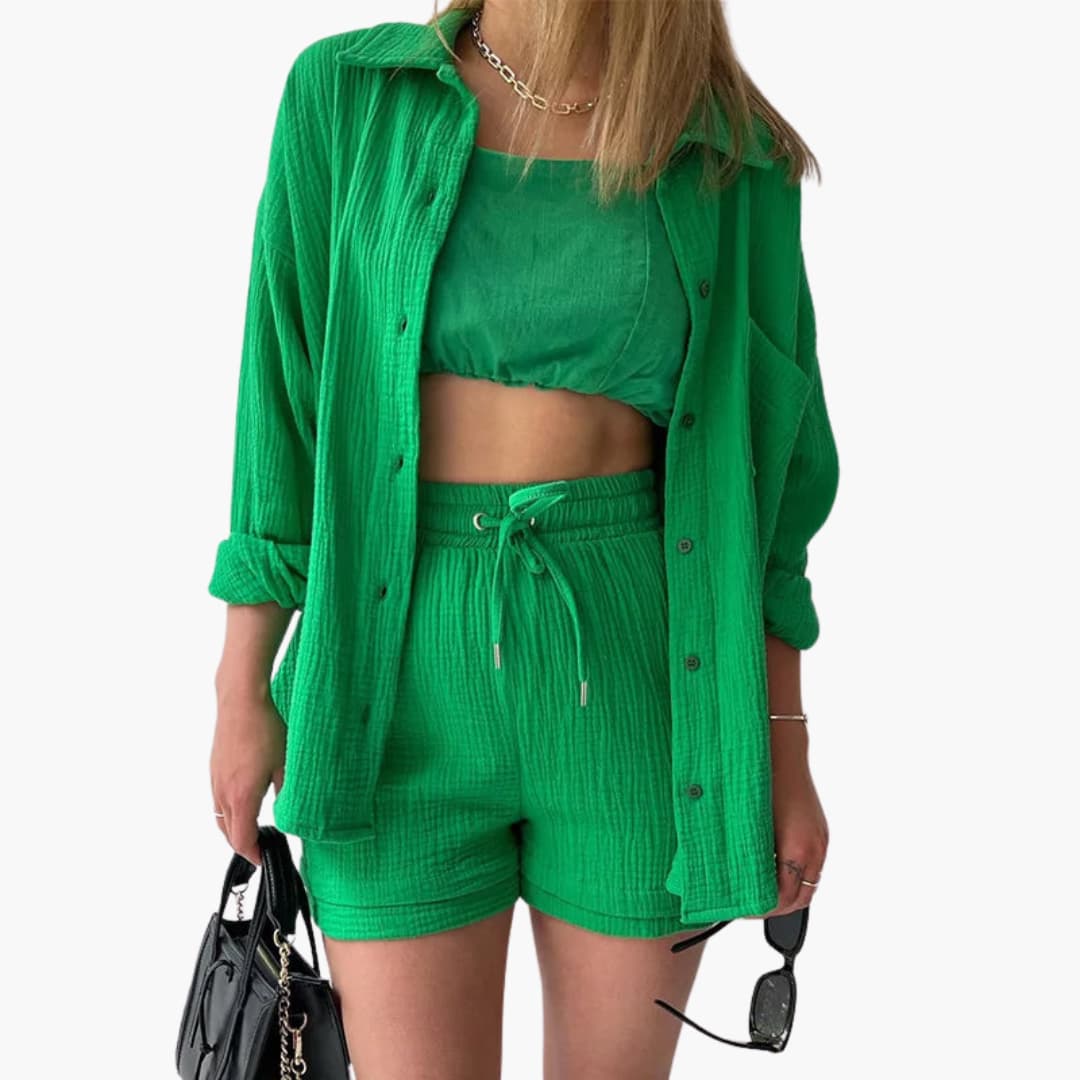 Conjunto Mujer Verano Blusa y Short Talle Alto