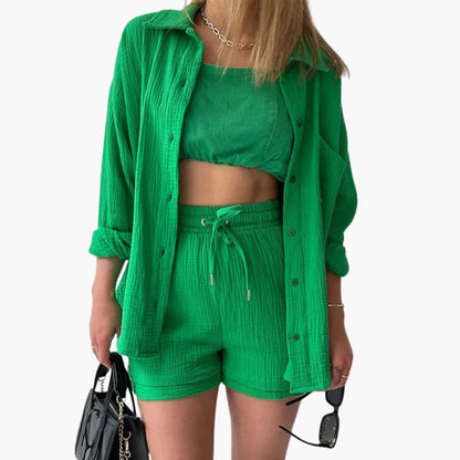 Conjunto Mujer Verano Blusa y Short Talle Alto