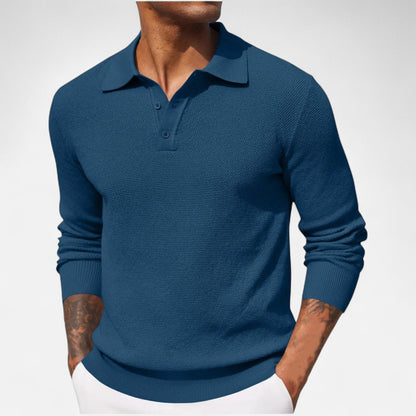 Polo Hombre Manga Larga Tejido Suave Ajuste Clásico