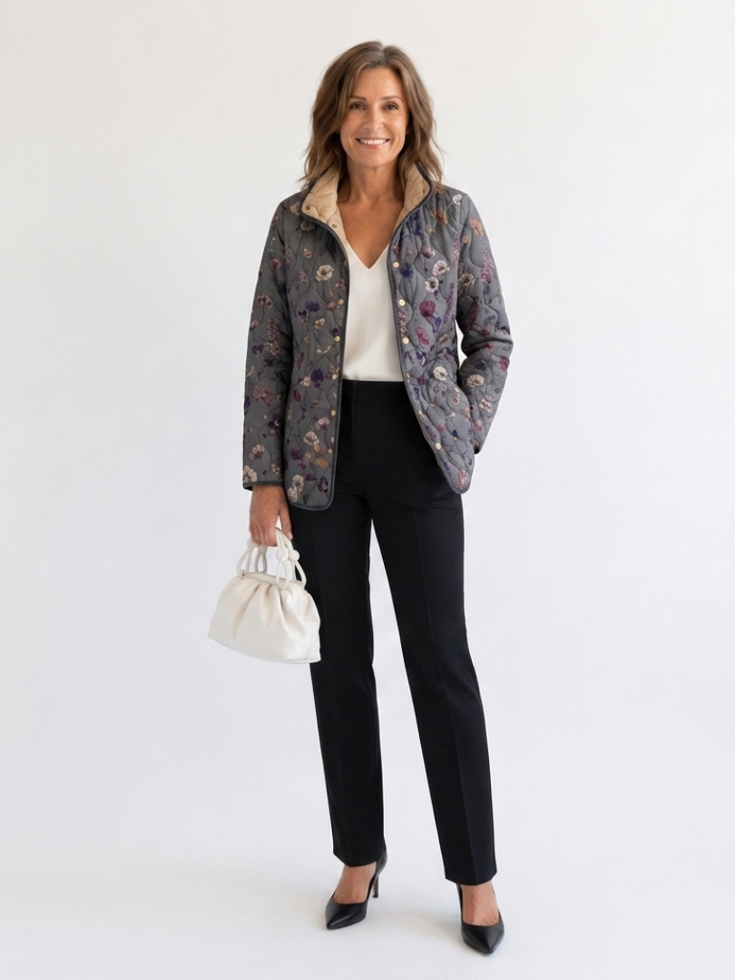 Chaqueta Mujer Acolchada Estilo Retro Floral - Mavetta