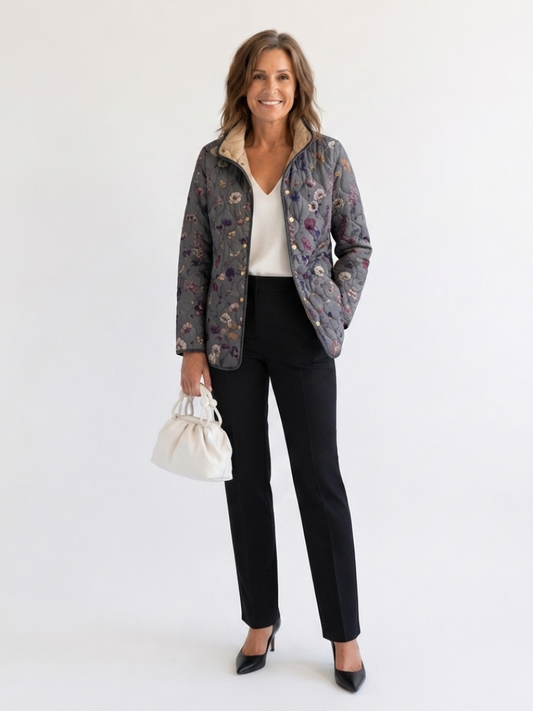 Chaqueta Mujer Acolchada Estilo Retro Floral - Mavetta