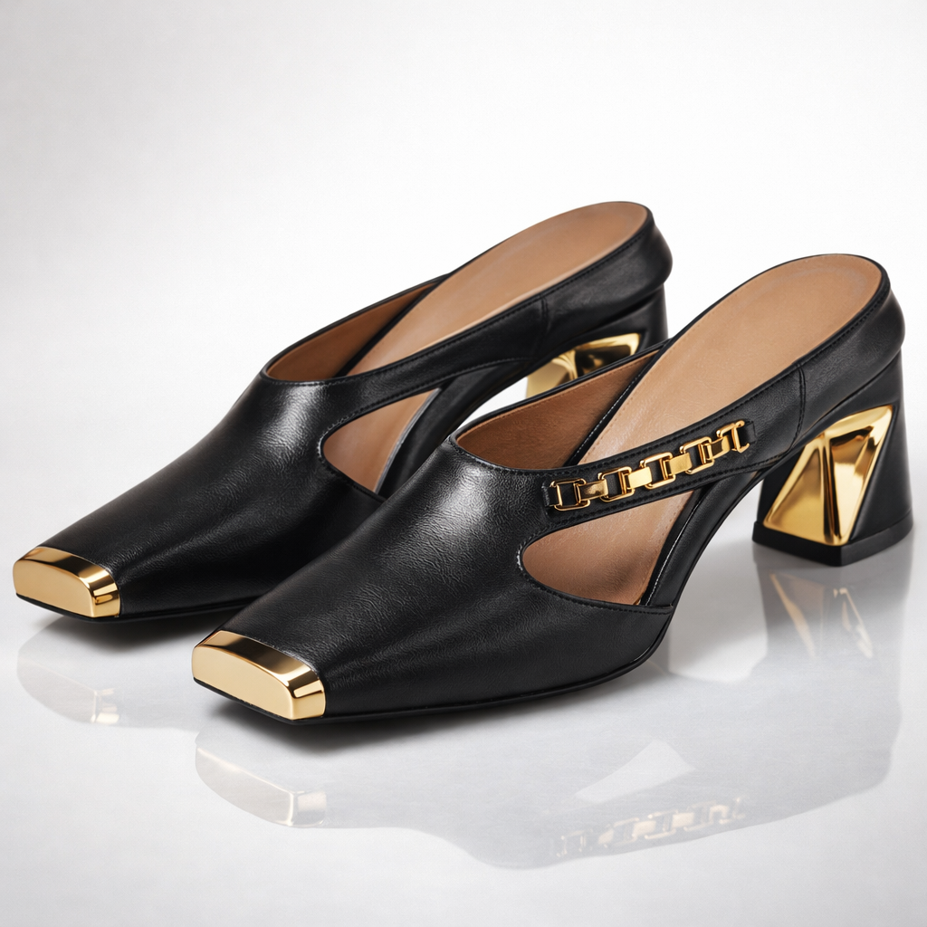 Tacones Mule Mujer Bloque Esculpido - Mavetta