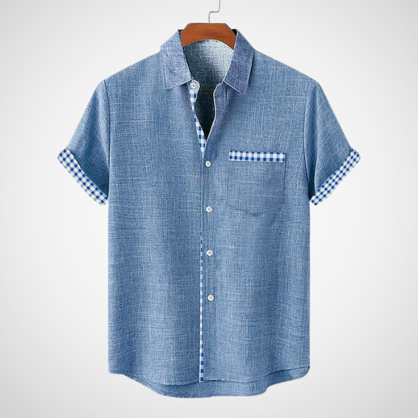Camiseta Hombre Algodón Mangas Cortas Cuadros