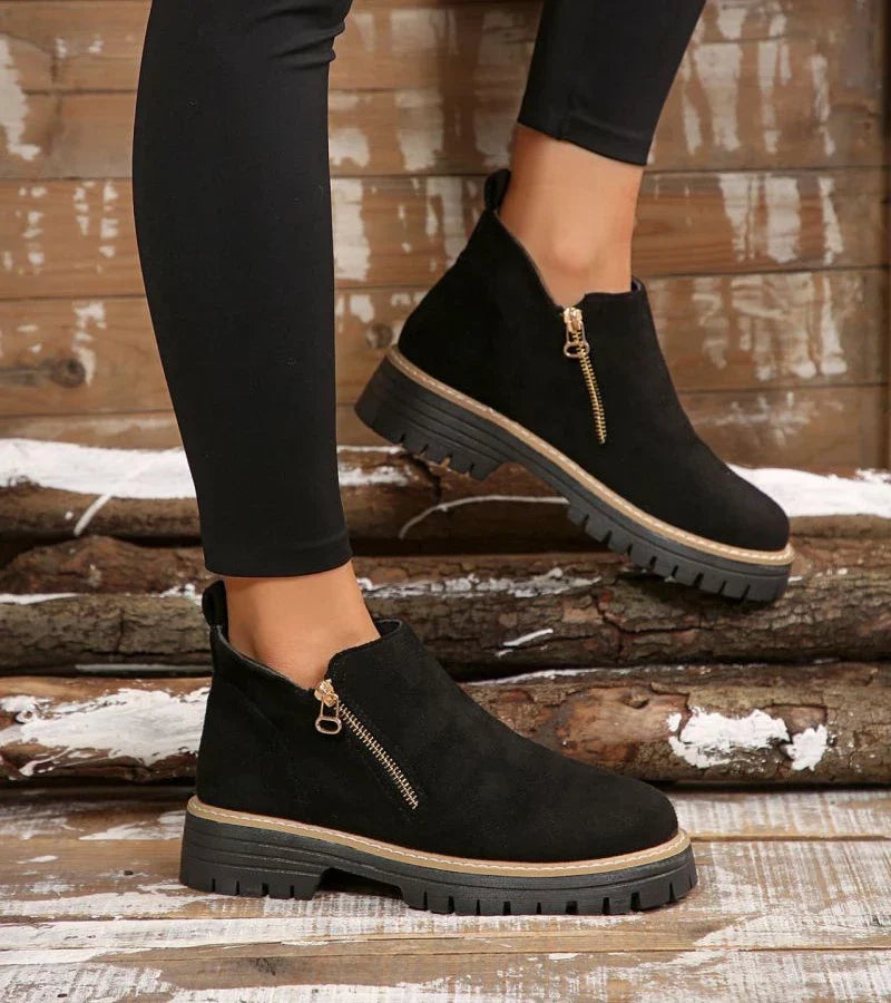 Botines mujer de piel y suela antideslizante