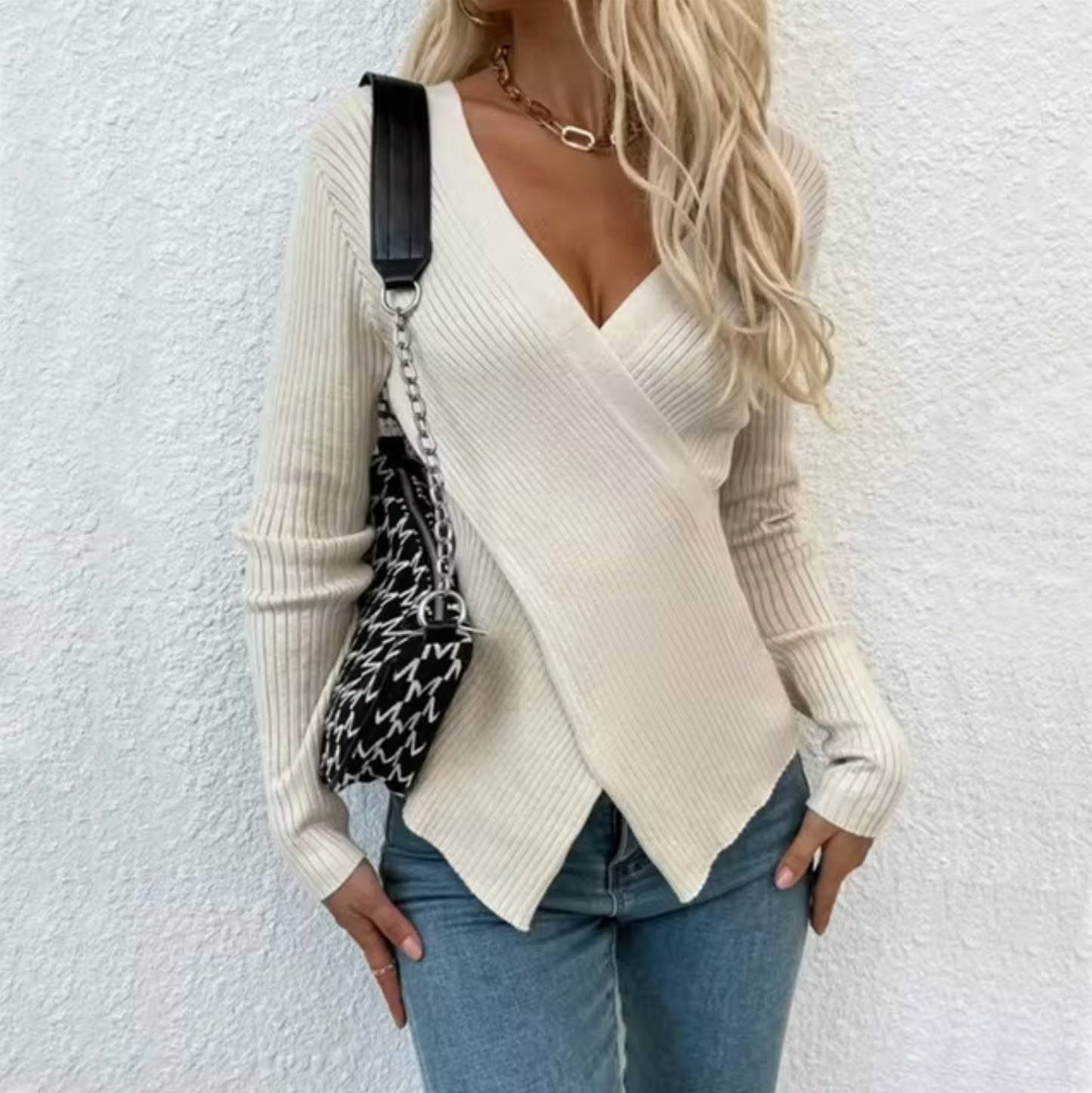 Suéter Mujer Casual de Punto Suave Ajuste Regular