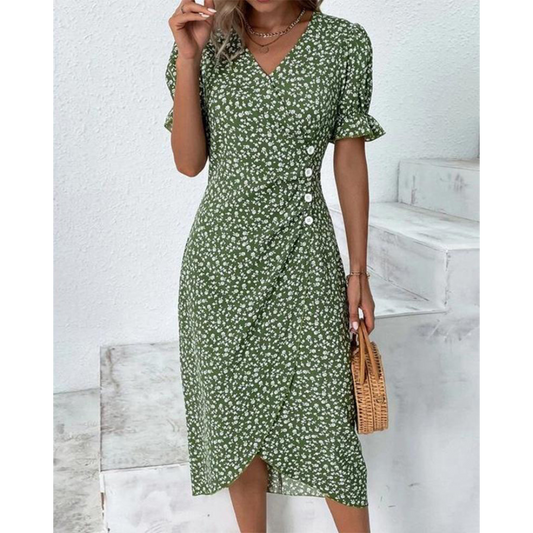 Vestido Cruzado Mujer con Escote en V y Lazo en Cintura - Mavetta