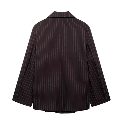 Blazer Mujer Oversize Doble Botonadura Rayas