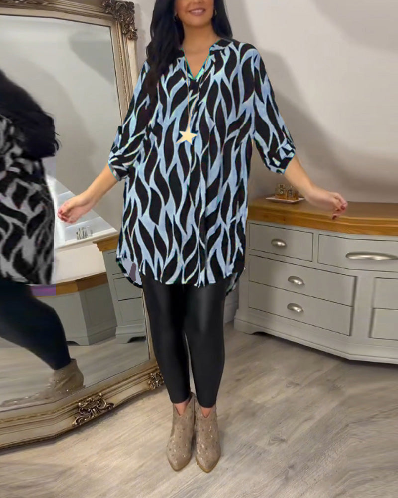 Blusa Mujer Túnica Estampado Gráfico Ajuste Suelto