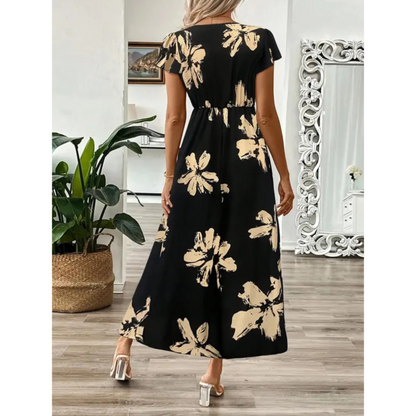 Vestido maxi mujer de tela fluida con estampado floral