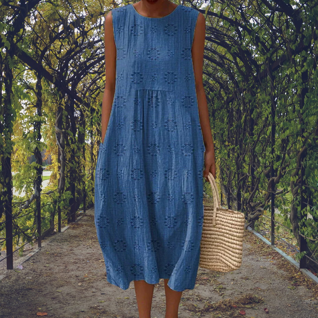 Vestido Mujer Elegante Sin Mangas Bolsillos