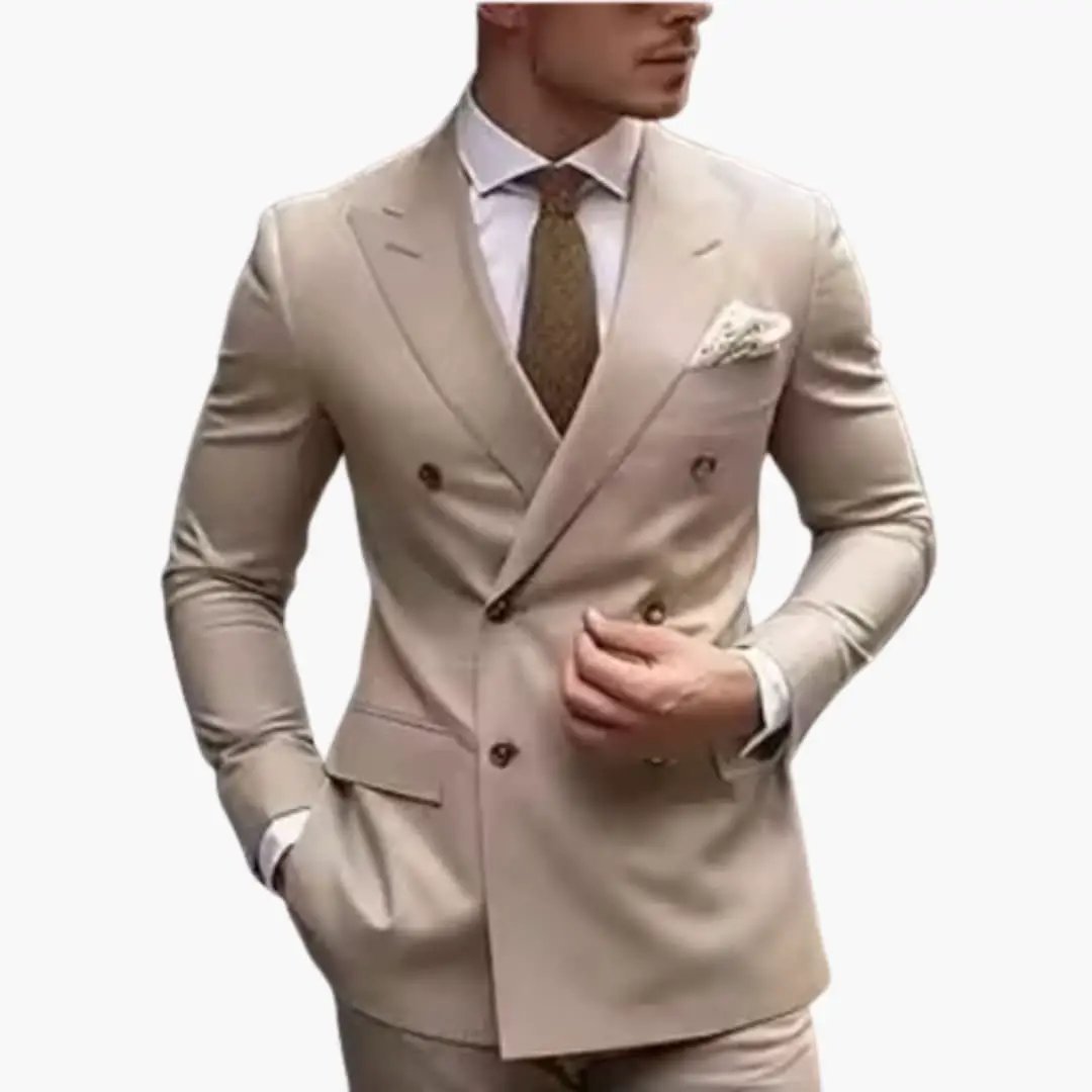 Traje Hombre de Dos Piezas Blazer Cruzado Pantalón Ajustado
