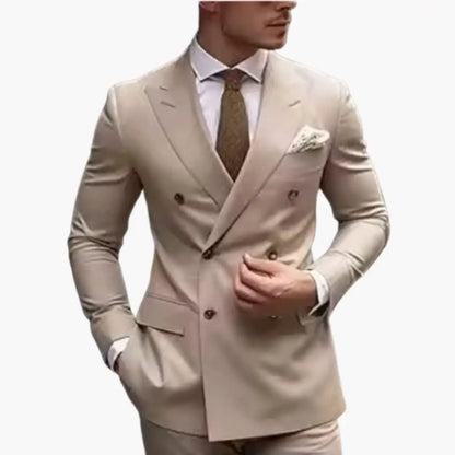 Traje Hombre de Dos Piezas Blazer Cruzado Pantalón Ajustado