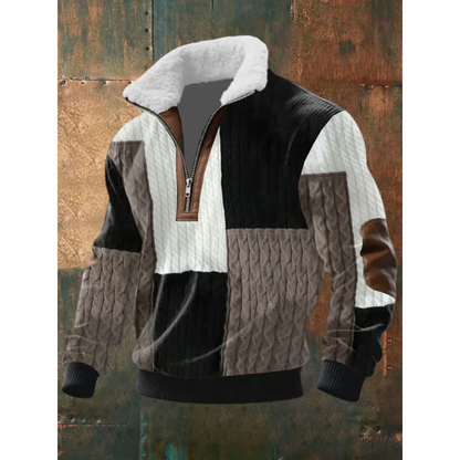 Suéter hombre forro polar cremallera cuello alto cálido