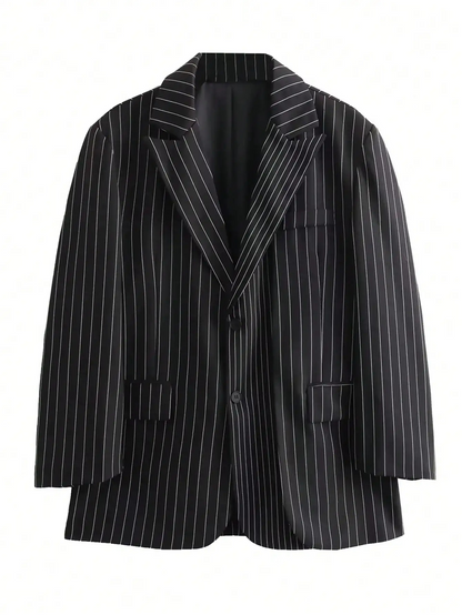 Blazer Mujer Formal de Tejido con Rayas Corte Clásico
