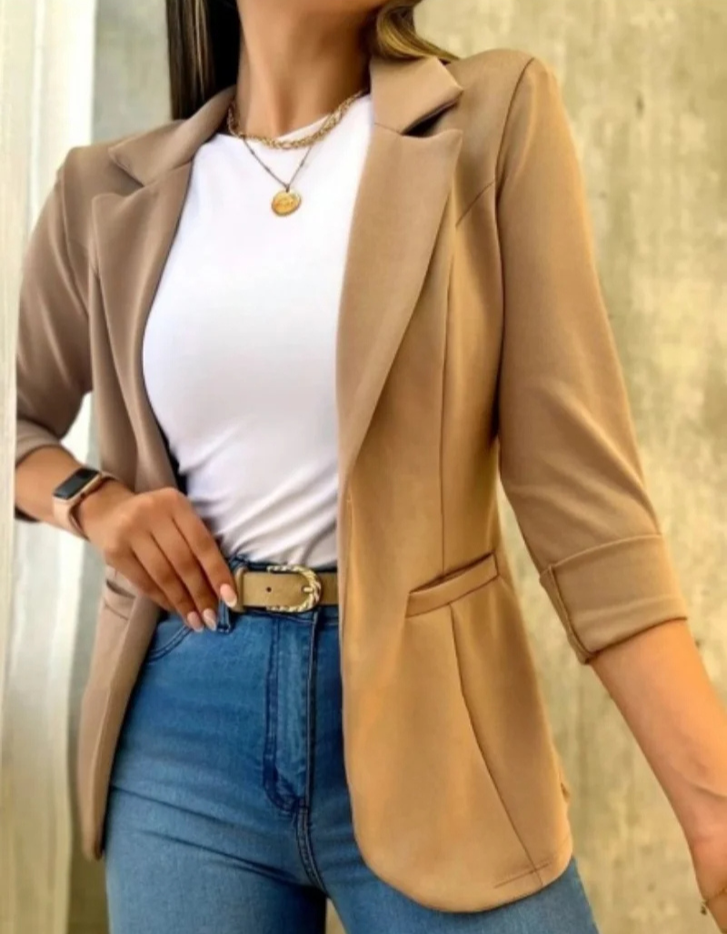 Blazer Mujer sin Cierre Corte Recto Diario