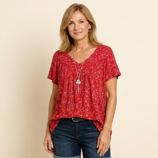 Blusa Mujer Estampada Escote en V - Mavetta