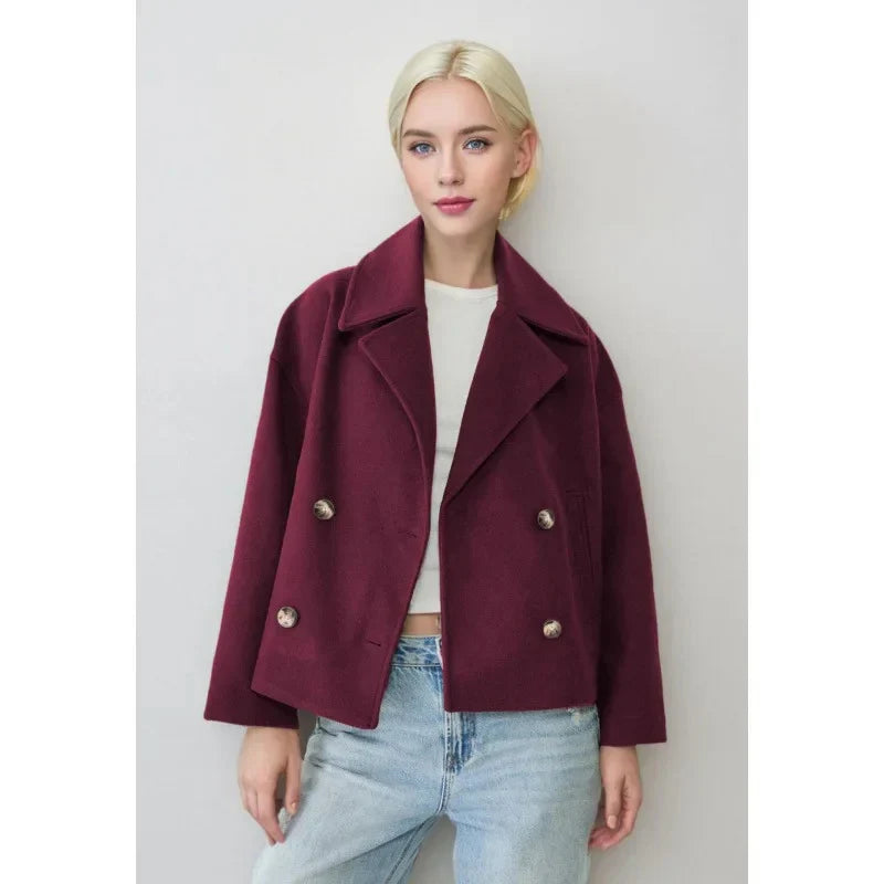 Chaqueta Cruzada Mujer con Botones Estilo Elegante