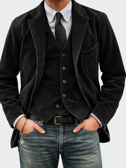 Conjunto Hombre Blazer y Chaleco Tejido Formal Moderno