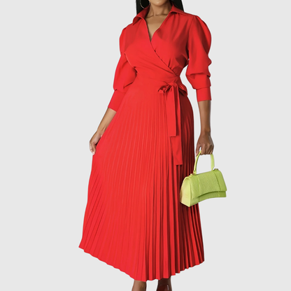 Vestido midi mujer plisado tejido suave