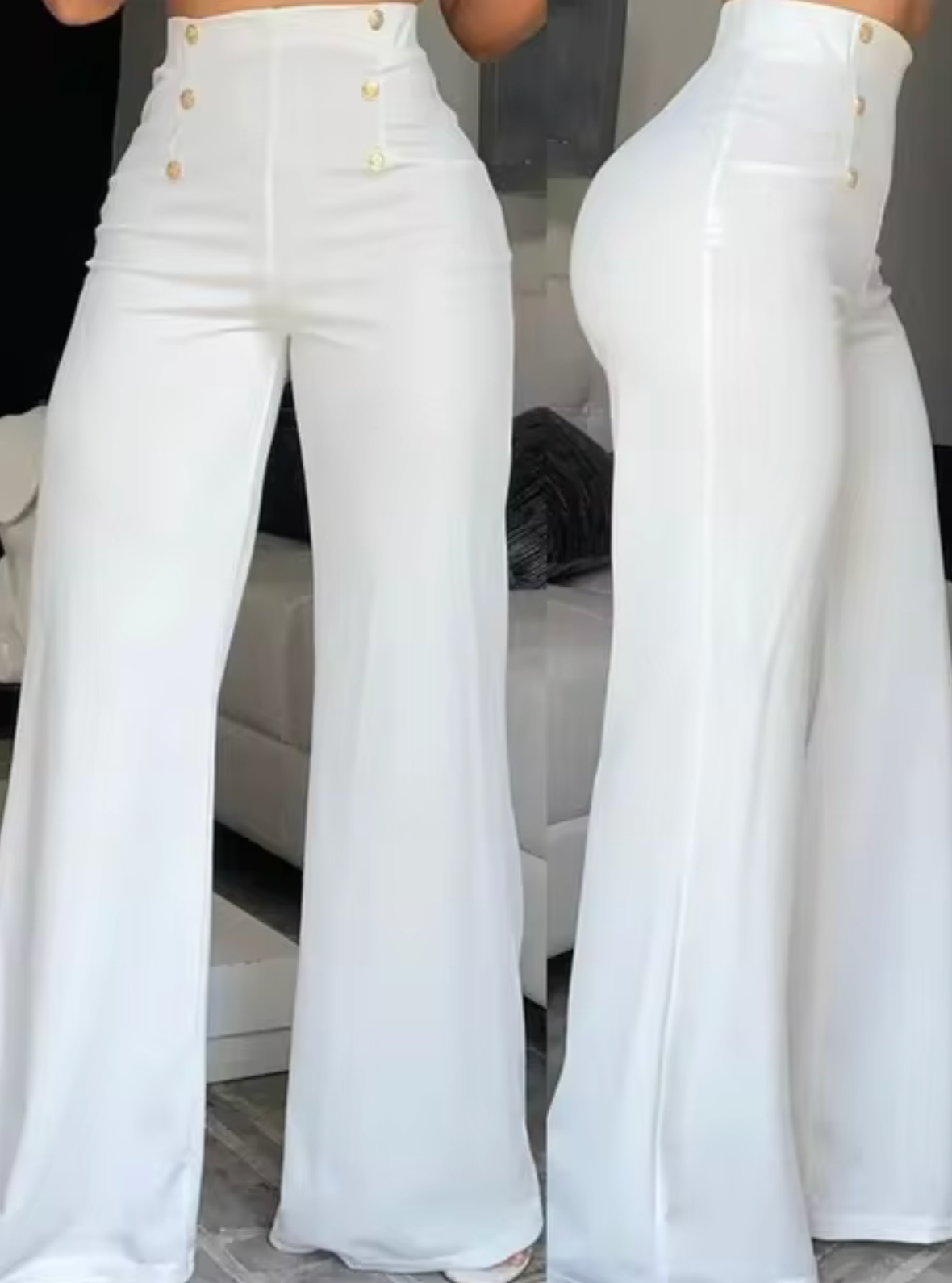 Pantalón de campana mujer con cintura alta elegante