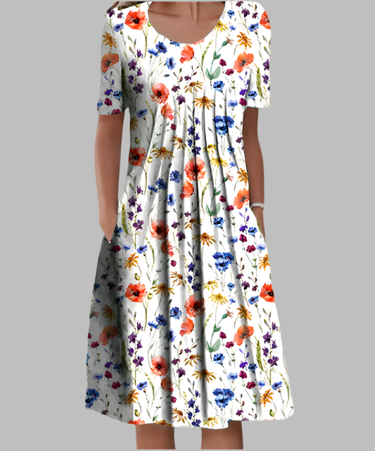 Vestido largo Mujer Estampado Escote en V Corte Fluido - Mavetta
