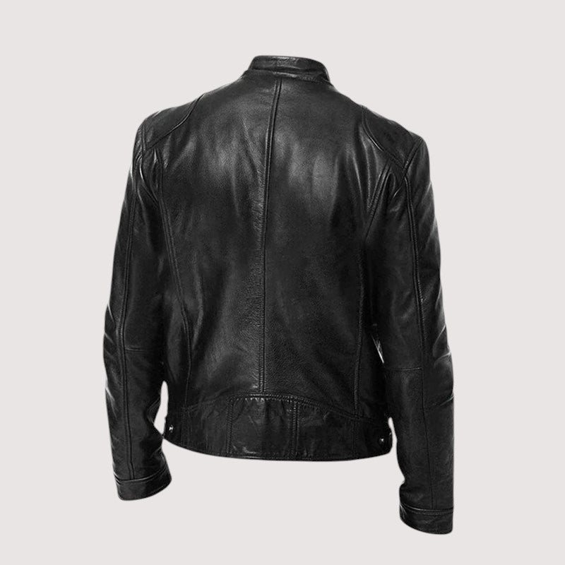 Chaqueta Biker Hombre Ajustada con Cremallera