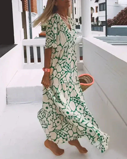 Vestido largo mujer fluido estampado gráfico verano