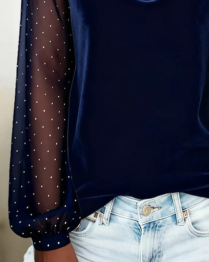 Blusa Mujer Satinada Cuello Drapeado Estilo Moderno