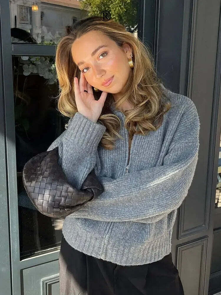 Chaqueta Suéter Mujer Estilo Vintage Ajuste Casual