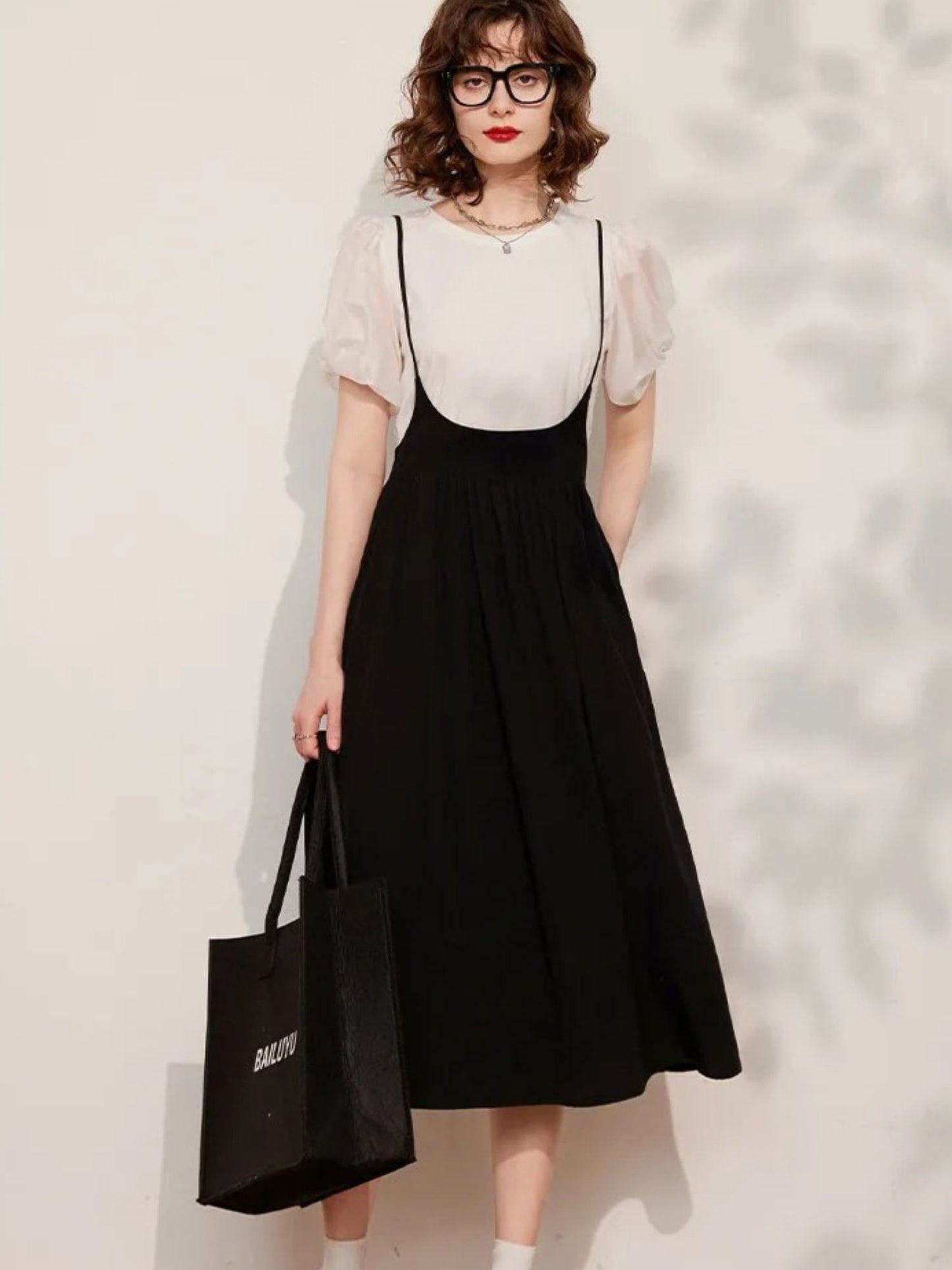 Conjunto Mujer de con Mangas Abullonadas y Falda Midi - Mavetta