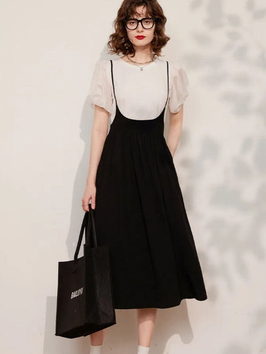 Conjunto Mujer de con Mangas Abullonadas y Falda Midi - Mavetta